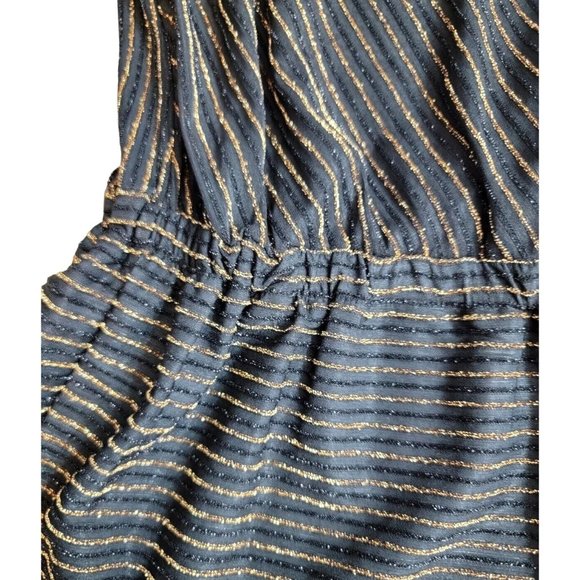 Michael Kors Navy and Gold Striped Blouse - Picture 7 of 12